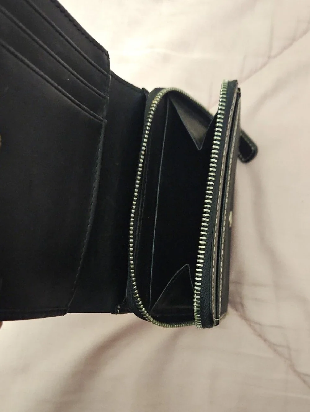 Coach Black Signature Canvas Tri Fold Wallet with Leather Trim - Picture 4 of 7